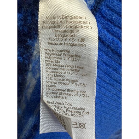 J. Crew Fair Isle Crewneck Sweater Supersoft Yarn Blue Wool Blend Women's L - Picture 11 of 12